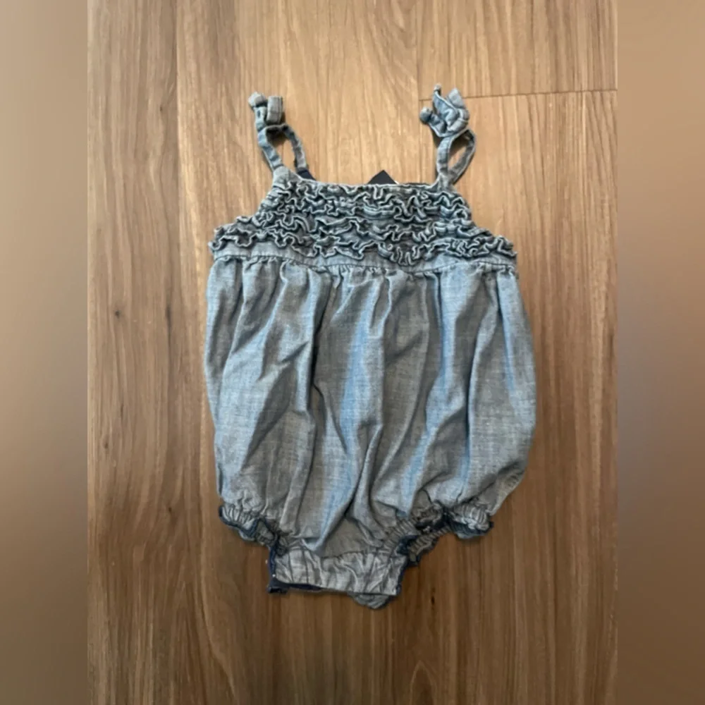 Old Navy Blue Sleeveless Bodysuit with Ruffled Neckline size 3-6 months